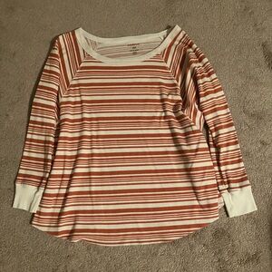 Sundance Striped Long Sleeve Top in Red and Cream